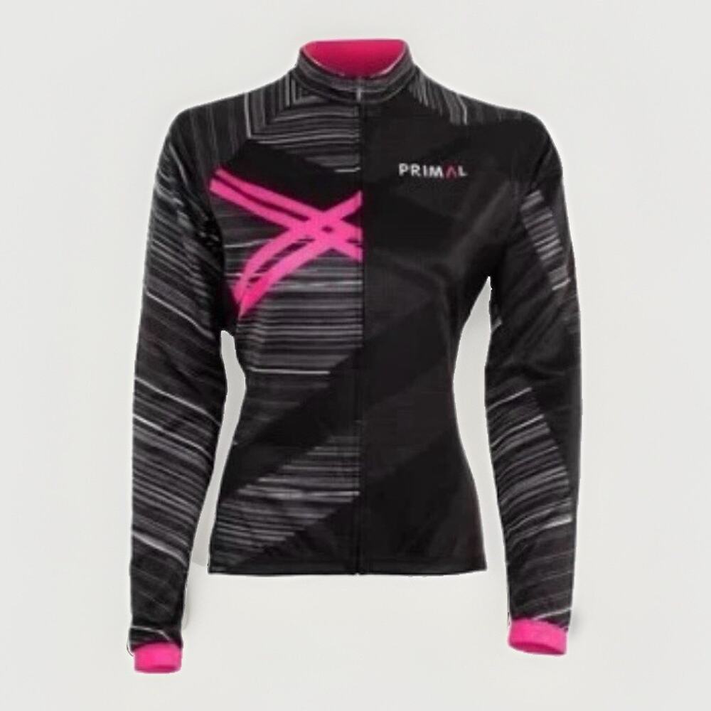 NEW Primal Aerion Cycling Jacket Womens Size 2XL Long Sleeve Black Pink Full Zip